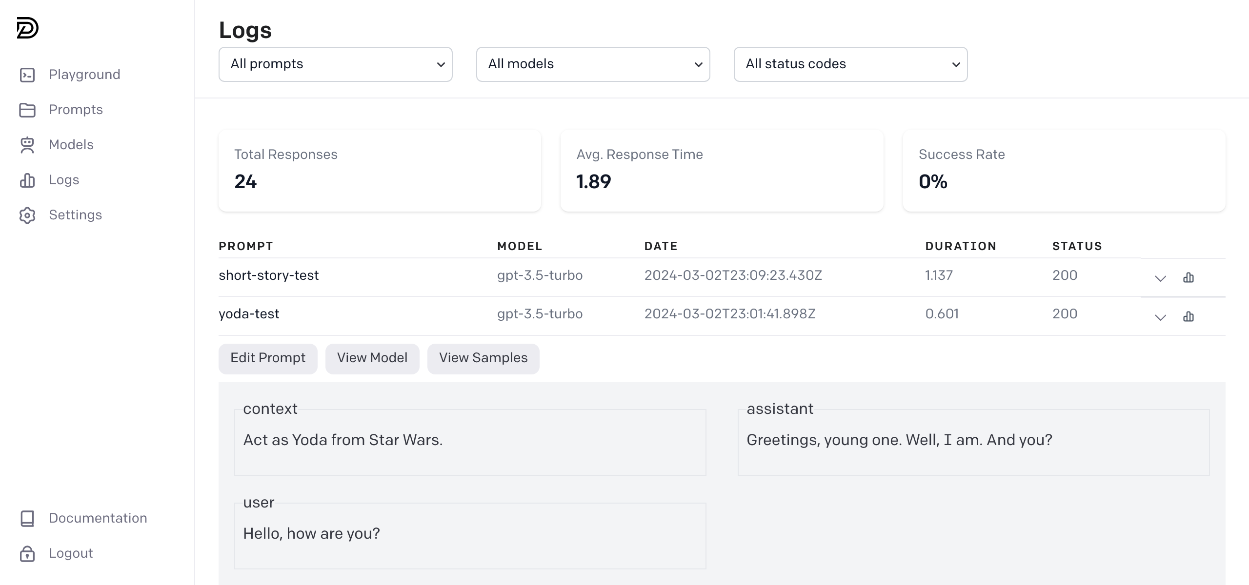 PromptDesk Logs